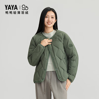 鸭鸭（YAYA）90+系列轻暖羽绒服女2024短款薄户外圆领优雅保暖外套J 白色 L