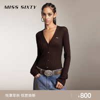 MISS SIXTY2024秋季羊毛针织衫外套女气质V领基础款简约百搭 深棕 M