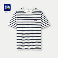 HLA 海澜之家 短袖T恤男24棉盖丝撞色刺绣短袖男夏季