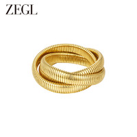 ZENGLIU ZEGL法式金色叠戴手镯女轻奢小众精致感年轻款镯子 螺纹叠戴手镯A款