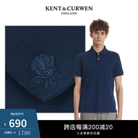 KENT&CURWEN 肯迪文 KC春夏新款男女款玫瑰纯色短袖Polo衫K47H9EO02A 深蓝 M