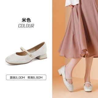 DAPHNE 达芙妮 2024夏季新中式国风女鞋一字带女单鞋玛丽珍鞋轻便一脚蹬女鞋