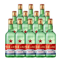 红星 二锅头 绿瓶大二 清香型56度 500mL 12瓶