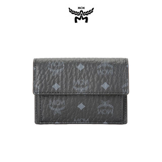 MCM 中性礼盒装黑色人造革配牛皮革卡包零钱包 MXADSTA02BK001