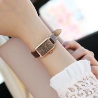 _JULIUS 石英女表皮带简约几何刻度方形防水女士手表女表