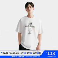 马克华菲【3D印花印花】24夏季款宽松圆领休闲五分袖男士短袖T恤 漂白 XXL