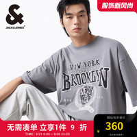 杰克·琼斯（JACK&JONES）秋季男士NBA联名布鲁克林队宽松休闲运动短袖T恤男224301001 知更鸟灰E40 常规 知更鸟灰E40 190/108A/XXL