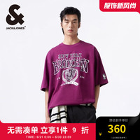 杰克·琼斯（JACK&JONES）秋季男士NBA联名布鲁克林队宽松休闲运动短袖T恤男224301001 紫色E24 紫色E24 185/104A/XL