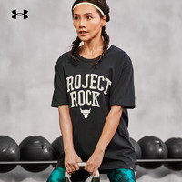 安德玛 UNDERARMOUR）Project Rock强森女子训练运动高克重短袖T恤1377449 黑色002 XS