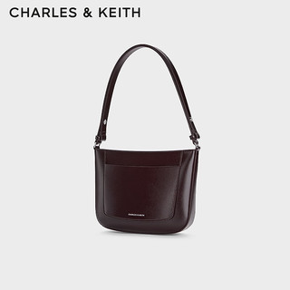 CHARLES&KEITH24夏纯色宽肩带腋下包单肩斜跨简约小方包女包CK2-20671657 Plum紫红色 M