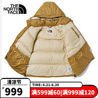 北面（The North Face）羽绒服女2022秋冬上衣运动户外舒适保暖防风600蓬鹅绒外套 173/卡其色 XXL