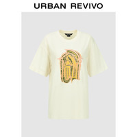 URBAN REVIVO 女士休闲撞色印花舒适棉质短袖T恤 UWH440079