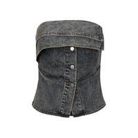 URBAN REVIVO 女士辣妹氛围感一字露肩牛仔衬衫 UWV840199 天蓝 S