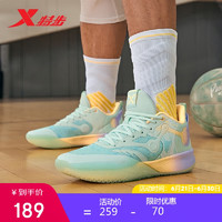 XTEP 特步 林风暴2代篮球鞋轻透男运动鞋 泡沫绿/电子粉橘 41
