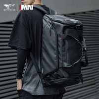 七匹狼大容量行李双肩背包手提旅行包男短途出差包干湿分离训练运动 黑色皮膜款