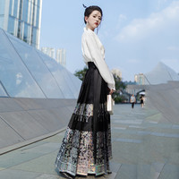 桔屿汉服女【玄鸟】明制织银螺钿马面裙日常飞机袖2024春夏季套装