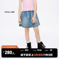 little MO&Co.little moco童装24夏装女童甜酷牛仔A字半身裙短裙KBD2SKTT05 牛仔蓝色 140/58