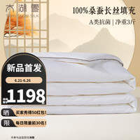 太湖雪蚕丝被芯100%桑蚕长丝夏凉被空调被子母被二合一全棉A类抗菌四季 春秋被【蚕丝净重3斤】 220*240cm