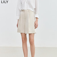 丽丽 LILY2024夏新款女装气质通勤款复古时尚高腰显瘦阔腿休闲短裤 606浅米