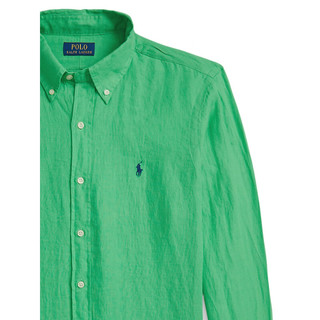 Polo Ralph Lauren 拉夫劳伦 男装 24年春经典版型亚麻衬衫RL18095 300-绿色 XS