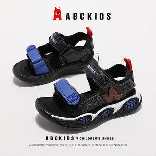 ABC KIDSABCkids童鞋2024年夏季透气鱼嘴凉鞋男童休闲鞋子运动沙滩鞋 黑/蓝红  31码