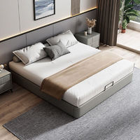 锦榆园小卧室不带床头的床皮床现代简约极简双人床榻榻米床 单床+山羊绒床垫 1.5*1.9米 框架结构