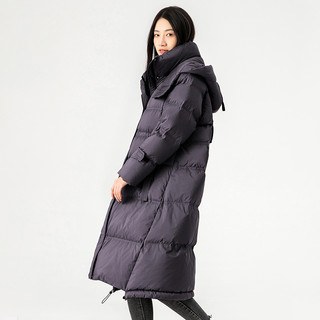88VIP：TANBOER 坦博尔 冬季羽绒服女款长款过膝连帽加厚保暖韩版宽松廓形外套潮