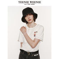TEENIE WEENIE TeenieWeenie小熊2024夏季新款短袖T恤短款上衣时尚白色宽松休闲