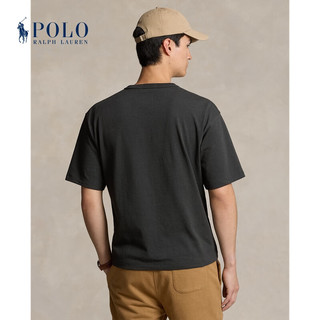 Polo Ralph Lauren 拉夫劳伦男装 24秋宽松版棉徽标平纹针织T恤RL18432 001-做旧黑 L（偏大）