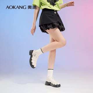奥康（Aokang）女鞋 2024夏季简约日常百搭舒适包头罗马凉鞋女 1244814001米白 36