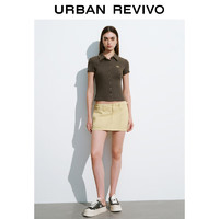 URBAN REVIVO 女士修身正肩短袖T恤 UWL440189 深棕色 S