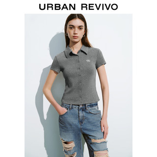 URBAN REVIVO 女士修身正肩短袖T恤 UWL440189 彩灰 M