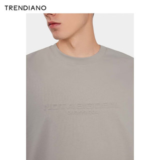 TRENDIANO破洞风字母贴布设计T恤2024年夏季潮牌立体印花圆领短袖 浅灰 S