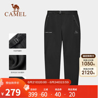 骆驼 CAMEL男装春季户外休闲裤防风防水科技保暖运动长裤男士 AA32263656，幻影黑，男 L