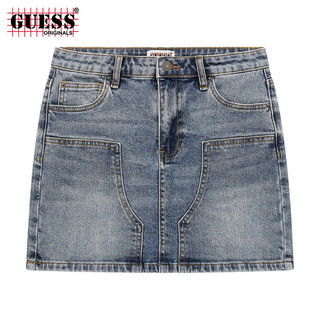 GUESS Originals 24年夏女百搭拼接牛仔半身裙W4GG53D4ON1 F7WJ-牛仔蓝 27