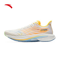 ANTA 安踏 马赫4代 氮科技缓震竞速训练男子跑鞋 112435583-2 象牙白/荧光芒果橙/超氢蓝 40.5