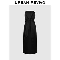 UR2024秋季女装法式赫本风腰带开衩无袖连衣裙UWG740183 黑色 M