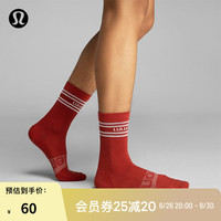 露露乐蒙lululemon 丨Daily Stride 男士中筒袜 LM9AJTS 深红色/白色 M
