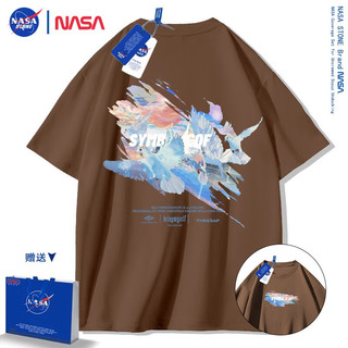 NASA STONE联名短袖t恤男夏季潮流宽松纯棉百搭上衣半袖装夏装 黑色 M码(体重100-120斤)