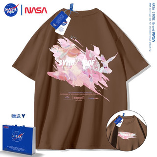 NASA STONE联名短袖t恤男夏季潮流宽松纯棉百搭上衣半袖装夏装 涂鸦鸽子 白色 4XL码(体重190-200斤)