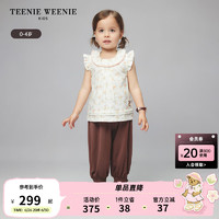 Teenie Weenie Kids小熊童装24夏季女宝宝纯棉碎花小飞袖衬衫 浅卡其色 110cm