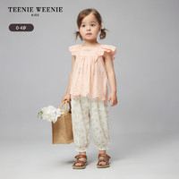 Teenie Weenie Kids小熊童装24夏季女宝宝花朵印花束脚长裤 浅卡其色 80cm