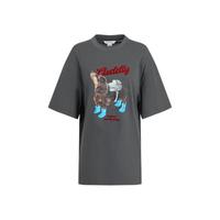 URBAN REVIVO 女士趣味萌宠撞色印花圆领短袖T恤 UWU440143 中灰 XL