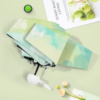 花幺里  五折迷你雨伞遮阳伞晴雨两用太阳伞黑胶防紫外线雨伞 青山 6骨