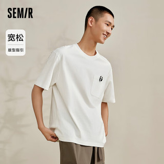 森马（Semir）观园吉联名短袖T恤男2024夏季精致刺绣上衣宽松休闲109324100135 L 本白10102