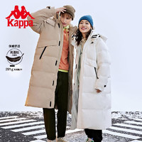 卡帕（Kappa）超长款羽绒服男女高领连帽羽绒服户外防寒服 灰卡其-602 XL