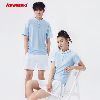 kawasaki川崎羽毛球服女款专业运动短袖翻领速干T恤A2101 白色 M 
