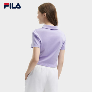 FILA 斐乐女子针织短袖POLO衫2024夏季时尚休闲纯棉上衣 奶芋紫-PU 185/104A/XXXXL