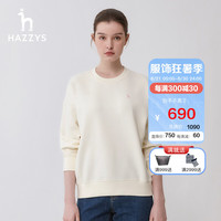 哈吉斯(HAZZYS)女装 春秋款卫衣活力落肩圆领卫衣ABTSE0BAF03 米黄色OW 165/88A 40