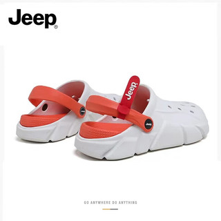 Jeep吉普洞洞鞋男女同款沙滩鞋夏季外穿百搭透气防滑休闲拖鞋 119 白桔色【男款】 36/37【拍大一码】